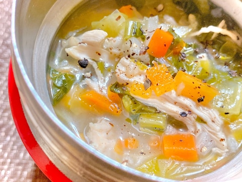 お野菜たっぷり♪ゆで鶏の中華粥